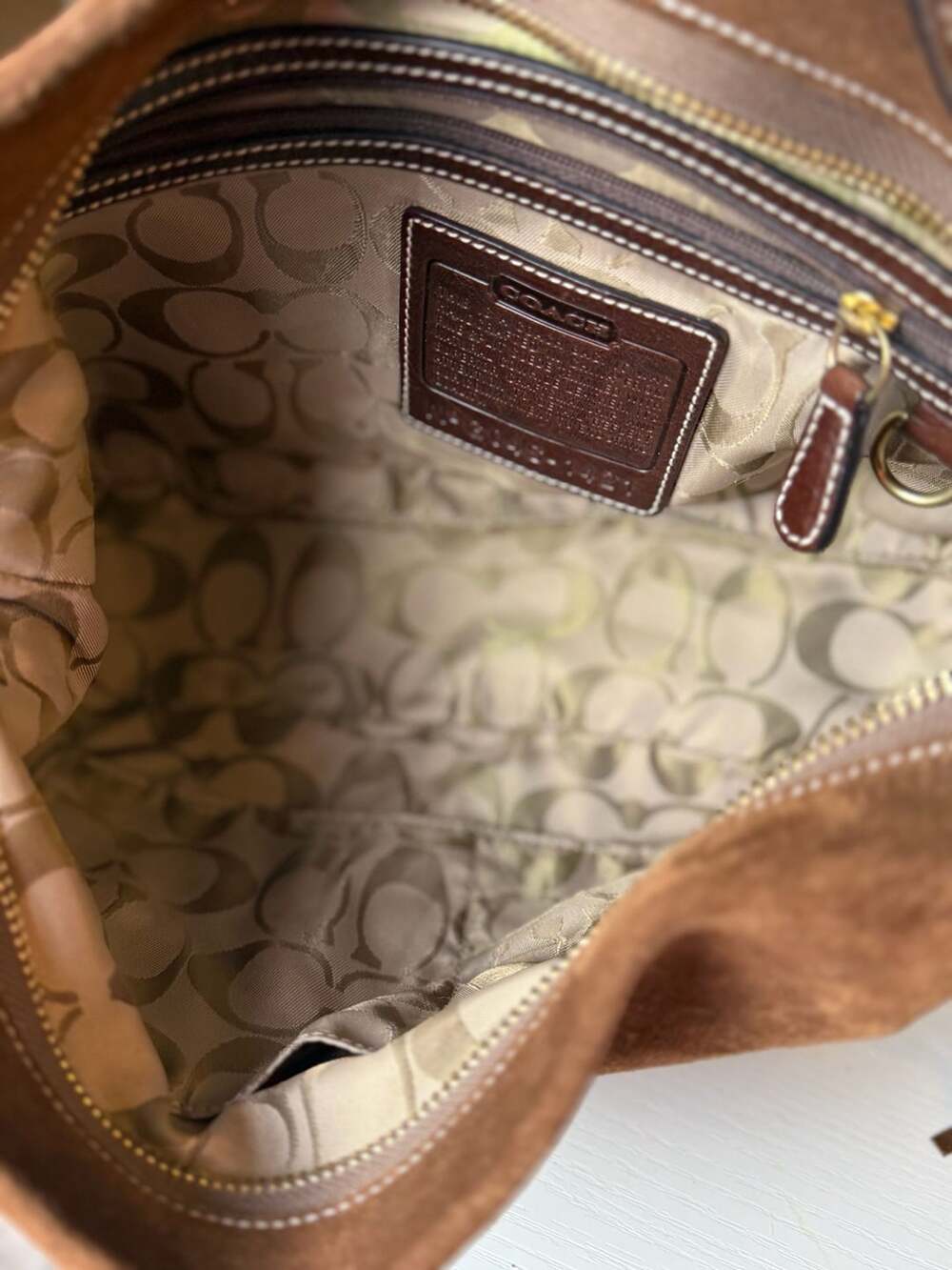 Coach Suede Tassel Shoulder Bag Brown - Picture 4 of 8